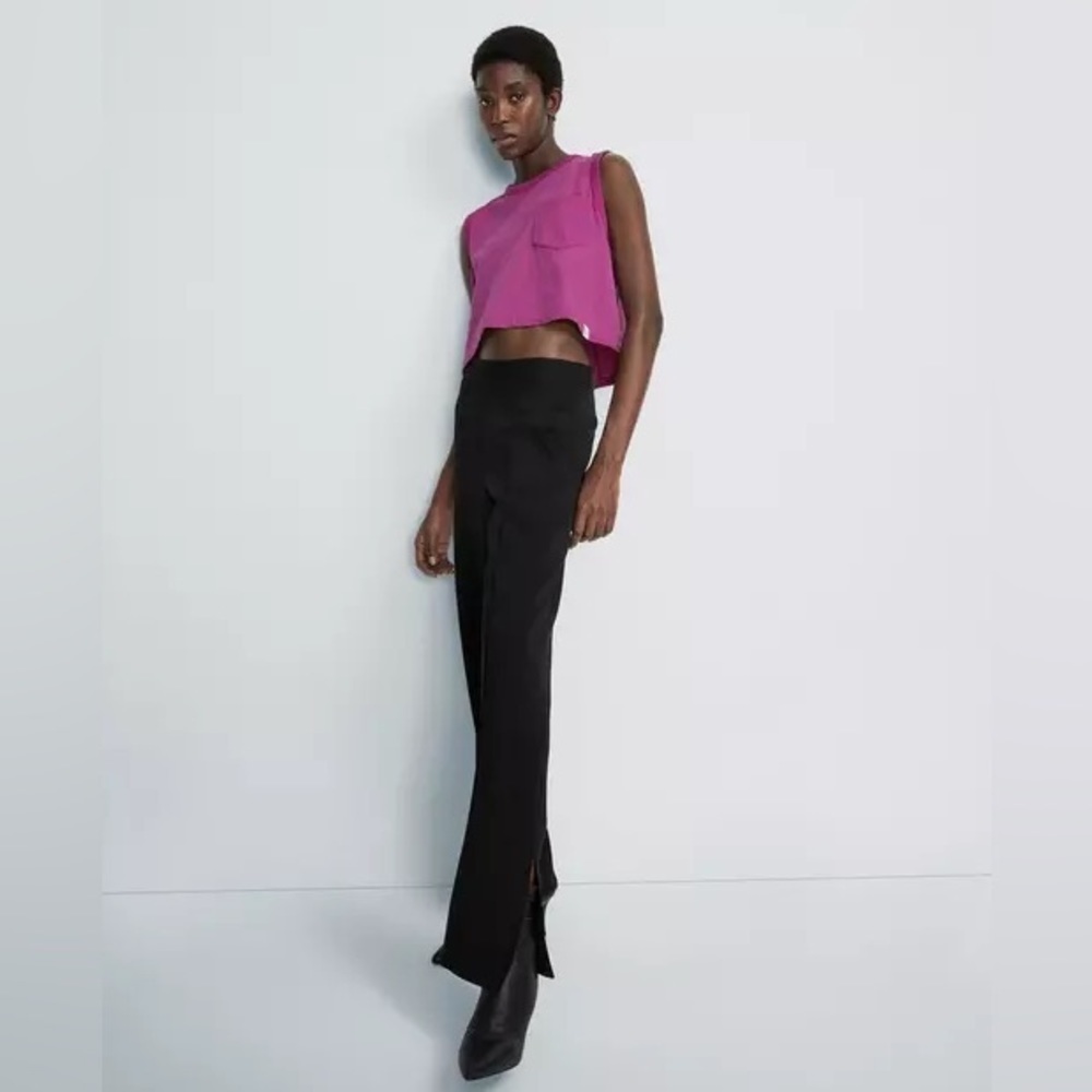 NWT Rag & Bone Cameron Crepe Dress Pant | Split Cuff Straight Leg | Sz 0 | Black - Picture 4 of 9